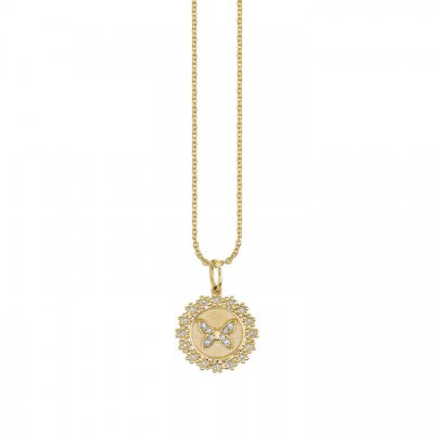 Gold & Diamond Butterfly Coin Charm