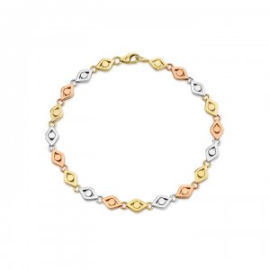 Tri-Tone Gold Evil Eye Link Bracelet