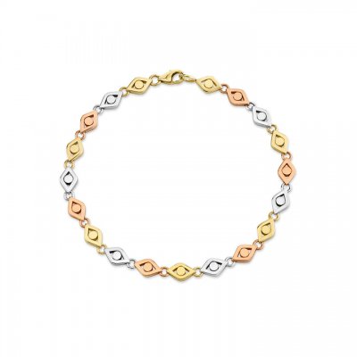 Tri-Tone Gold Evil Eye Link Bracelet