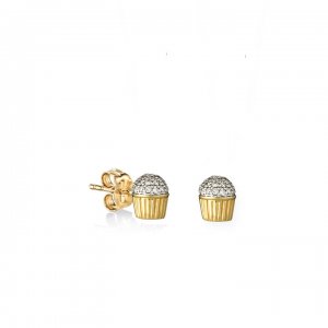 Gold & Diamond Cupcake Stud