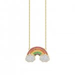 Gold & Pave Gemstone Rainbow Necklace