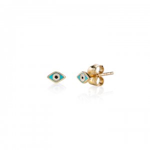 Gold & Enamel Mini Evil Eye Stud