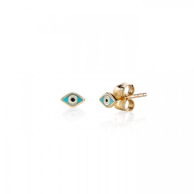 Gold & Enamel Mini Evil Eye Stud