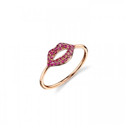 Gold & Ruby Lips Ring