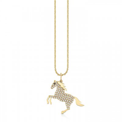 Gold & Diamond Horse Charm