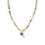 Gold & Diamond Love & Heart African Opal Necklace