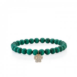 Gold & Diamond Large Paw Print on Malachite