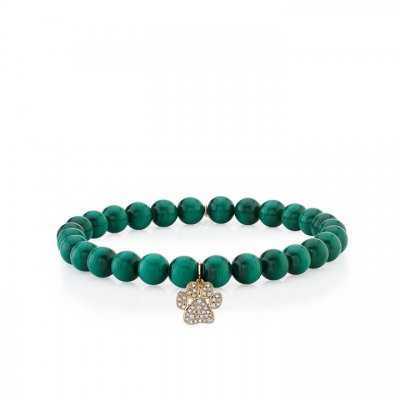 Gold & Diamond Large Paw Print on Malachite