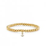 Gold & Diamond Small Anchor On Gold Beads