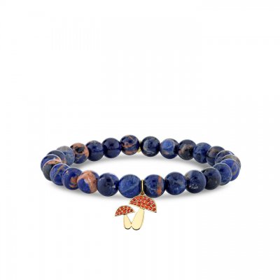 Gold & Orange Sapphire Mushroom on Orange Sodalite