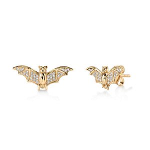 Gold & Diamond Small Bat Stud