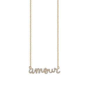 Gold & Pave Diamond Amour Necklace