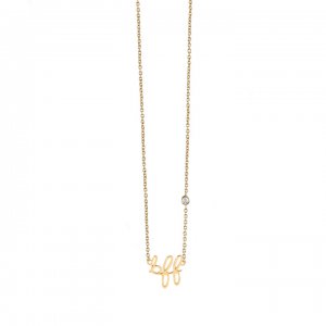 Gold Plated Sterling Silver BFF Necklace with Bezel-Set Diamond