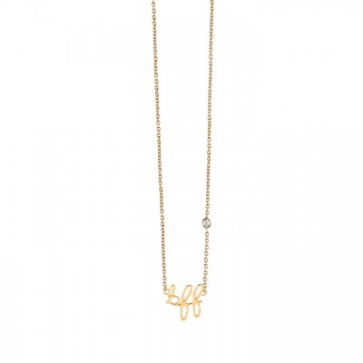 Gold Plated Sterling Silver BFF Necklace with Bezel-Set Diamond