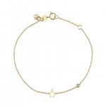 Gold Plated Sterling Silver Wishbone Bracelet with Bezel Set Diamond