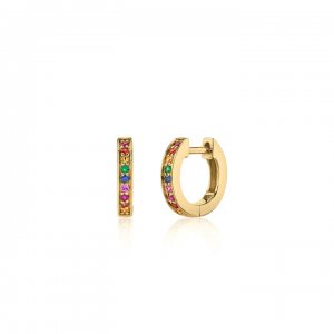 Gold Rainbow Huggie Hoops