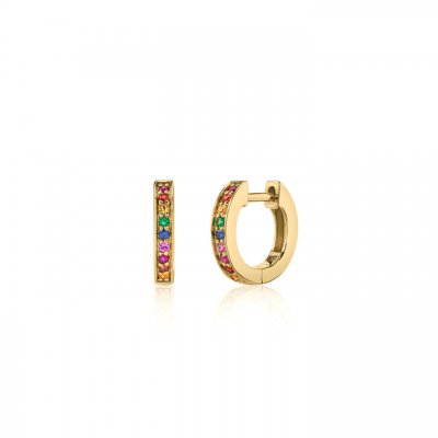 Gold Rainbow Huggie Hoops