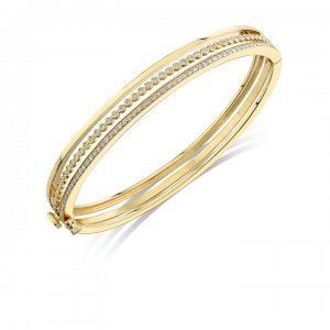 Gold & Diamond Triple Hinge Bangle