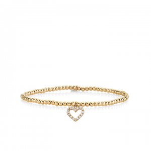 Little Loves Gold & Diamond Heart on Gold Beads