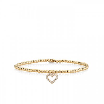 Little Loves Gold & Diamond Heart on Gold Beads