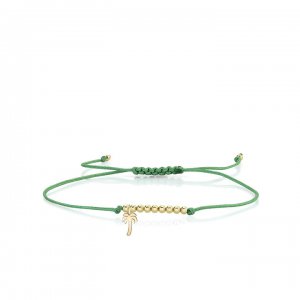 Pure Gold Tiny Palm Tree Cord Bracelet