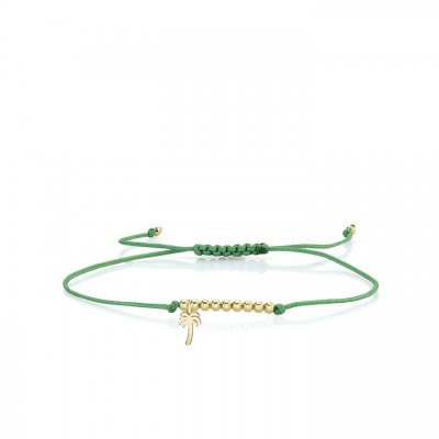 Pure Gold Tiny Palm Tree Cord Bracelet