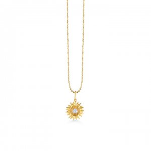 Gold & Diamond Fluted Sunburst Compass Charm