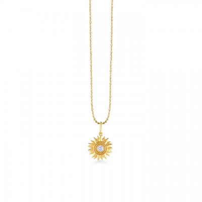 Gold & Diamond Fluted Sunburst Compass Charm