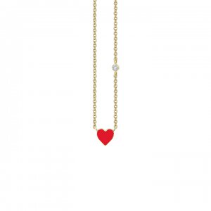 Gold & Enamel Mini Heart Necklace