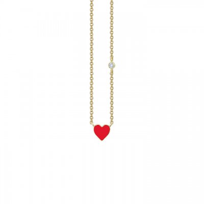 Gold & Enamel Mini Heart Necklace