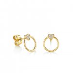 Little Loves Gold & Diamond Heart with Circle Stud