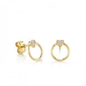 Little Loves Gold & Diamond Heart with Circle Stud