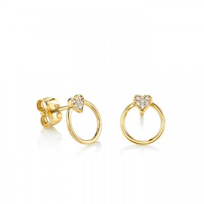 Little Loves Gold & Diamond Heart with Circle Stud