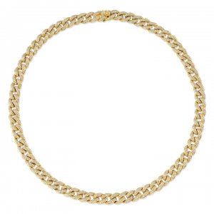 Gold & Pave Small Diamond Link Necklace