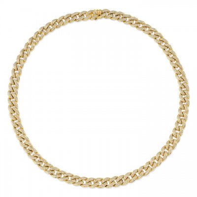 Gold & Pave Small Diamond Link Necklace