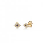 Gold & Diamond Mini Bezel Evil Eye Stud