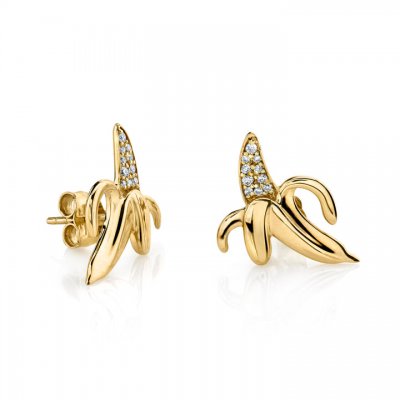 Gold & Diamond Banana Stud