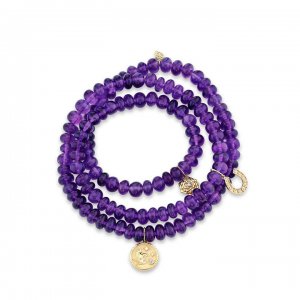 Gold & Diamond Luck & Love Amethyst Bracelet