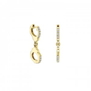 Men's Collection Gold & Diamond Handcuff Earrings