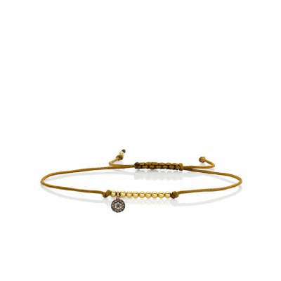 Gold & Diamond Tiny Evil Eye Cord Bracelet