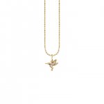 Little Loves Gold & Diamond Tiny Hummingbird Charm Necklace