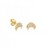 Gold & Diamond Small Croissant Stud