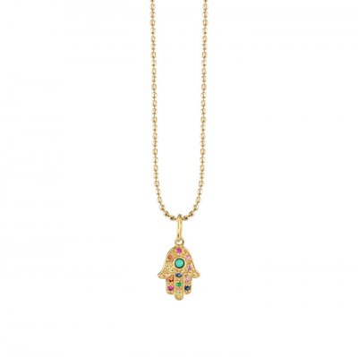 Gold & Rainbow Mini Hamsa Charm