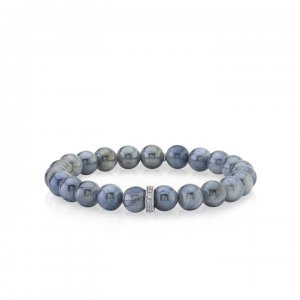 Gold & Diamond Eternity Rondelle on Grey Coated Moonstone