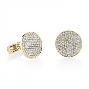 Men's Collection Gold & Diamond Disc Cufflinks