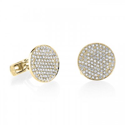 Men's Collection Gold & Diamond Disc Cufflinks