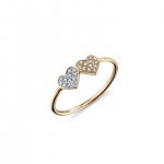 Two-Tone Gold & Diamond Double Heart Ring