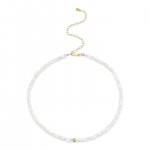 Gold & Diamond Rondelle Mother Of Pearl Heishi Choker