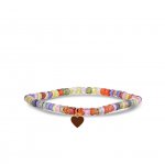 Gold & Enamel Tiny Heart on Multicolor Zircon