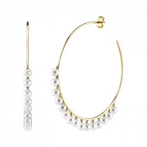 Gold & Pearl Large Hoops